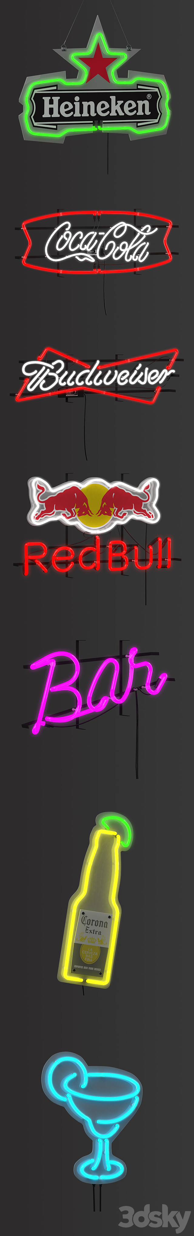 Neon Bar Signs 3DS Max Model - thumbnail 2