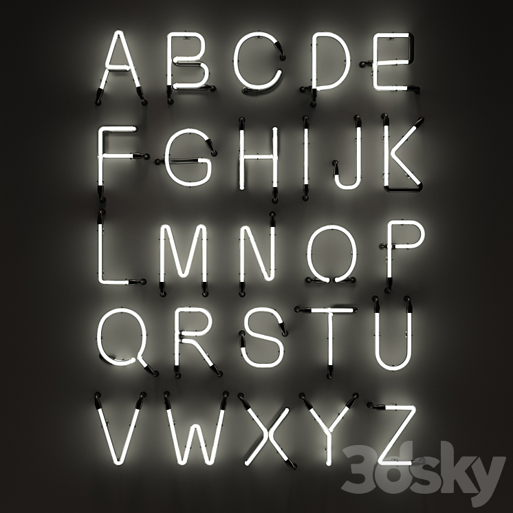 Neon Letters Neon Type Font 2 3DS Max Model - thumbnail 1