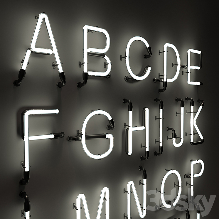 Neon Letters Neon Type Font 2 3DS Max Model - thumbnail 2