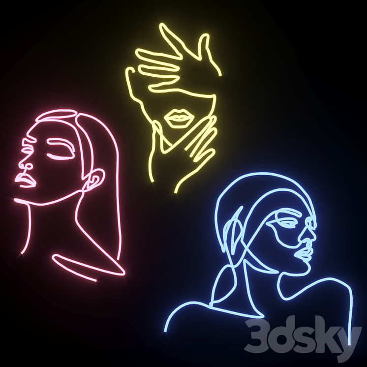 Neon Set 01 Woman 3DS Max - thumbnail 1