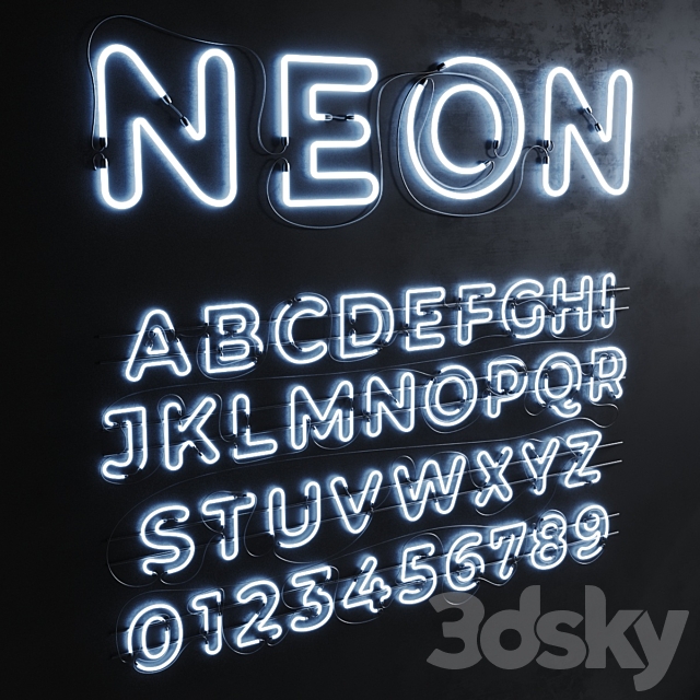 Neon Set 012 Neon Alphabet 3ds Max - thumbnail 2