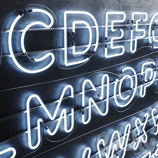 Neon Set 012 Neon Alphabet 3ds Max - thumbnail 3