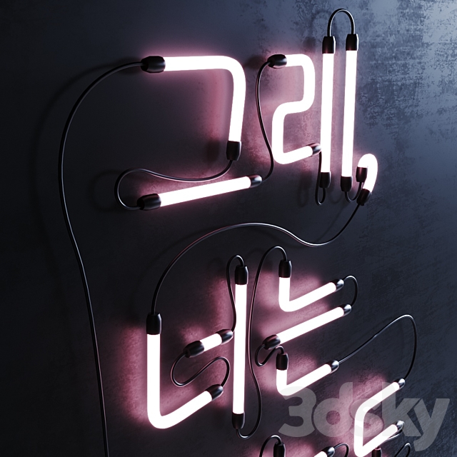 Neon Set 015 Korean Neon Sign 3ds Max - thumbnail 2