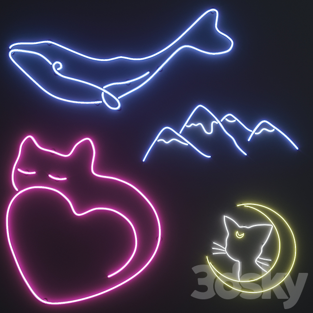 Neon set 2 3DS Max Model - thumbnail 1