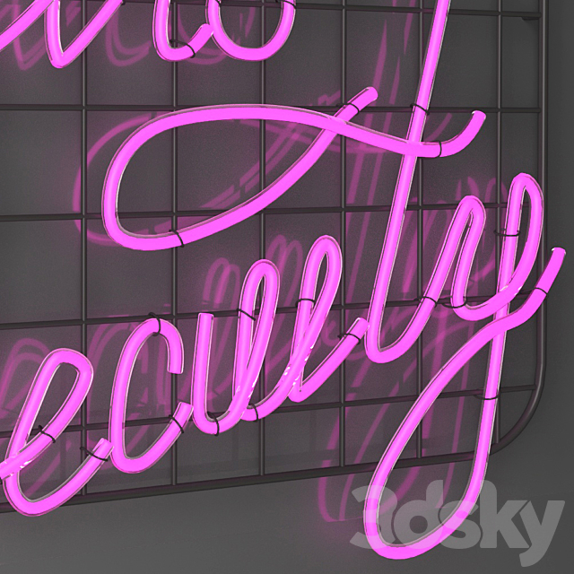 Neon sign – Hello beauty 3DS Max Model - thumbnail 2