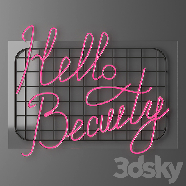 Neon sign – Hello beauty 3DS Max Model - thumbnail 3