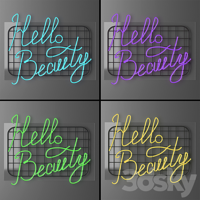 Neon sign – Hello beauty 3DS Max Model - thumbnail 4