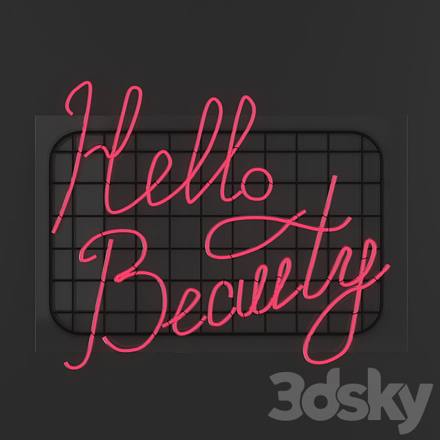 Neon sign – Hello beauty 3DS Max Model - thumbnail 5