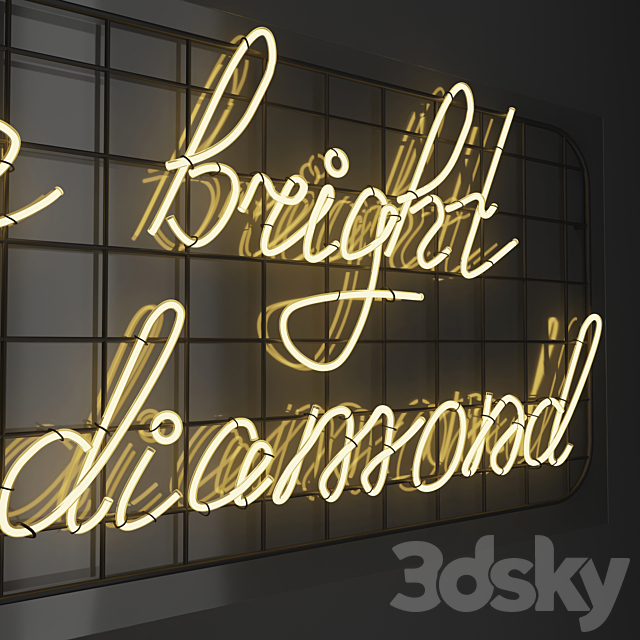 Neon sign – Shine bright like a diamond 3DS Max Model - thumbnail 3