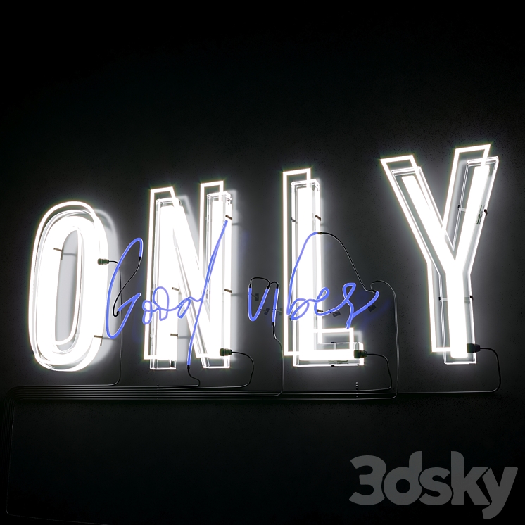 Neon Text 05 Good Vibes 3DS Max Model - thumbnail 3