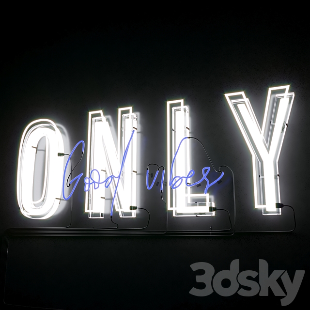 Neon Text 05 Good Vibes 3DSMax File - thumbnail 1