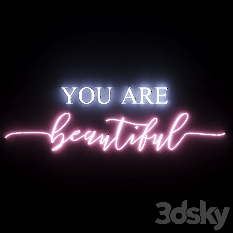 Neon Text 05 You Are Beautiful 3DS Max - thumbnail 1