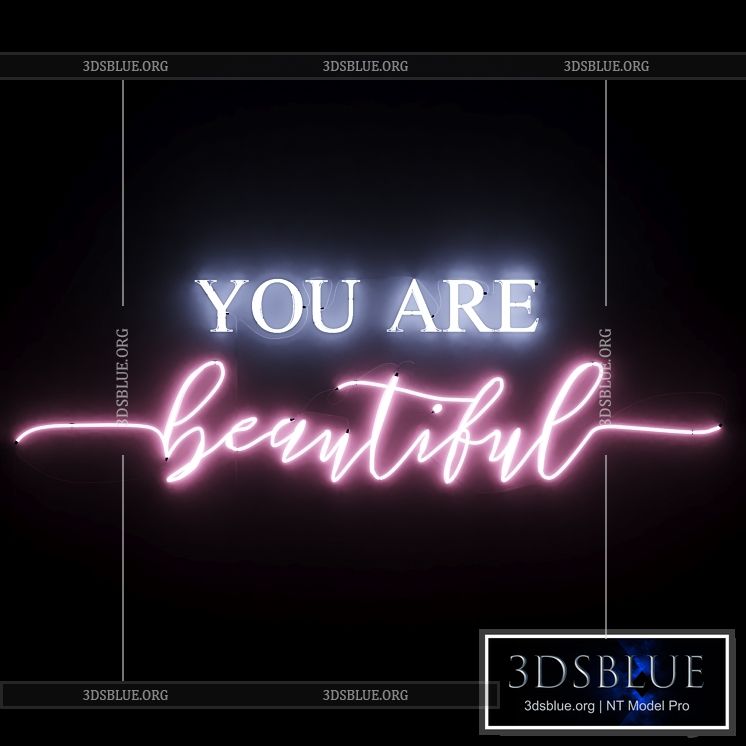 Neon Text 05 You Are Beautiful 3DS Max - thumbnail 3