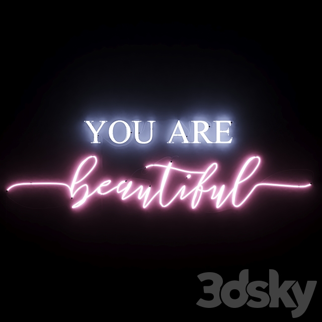 Neon Text 05 You Are Beautiful 3DSMax File - thumbnail 1