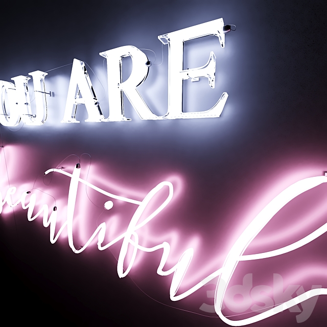 Neon Text 05 You Are Beautiful 3DSMax File - thumbnail 2