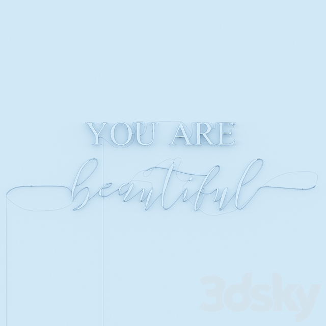 Neon Text 05 You Are Beautiful 3DSMax File - thumbnail 3