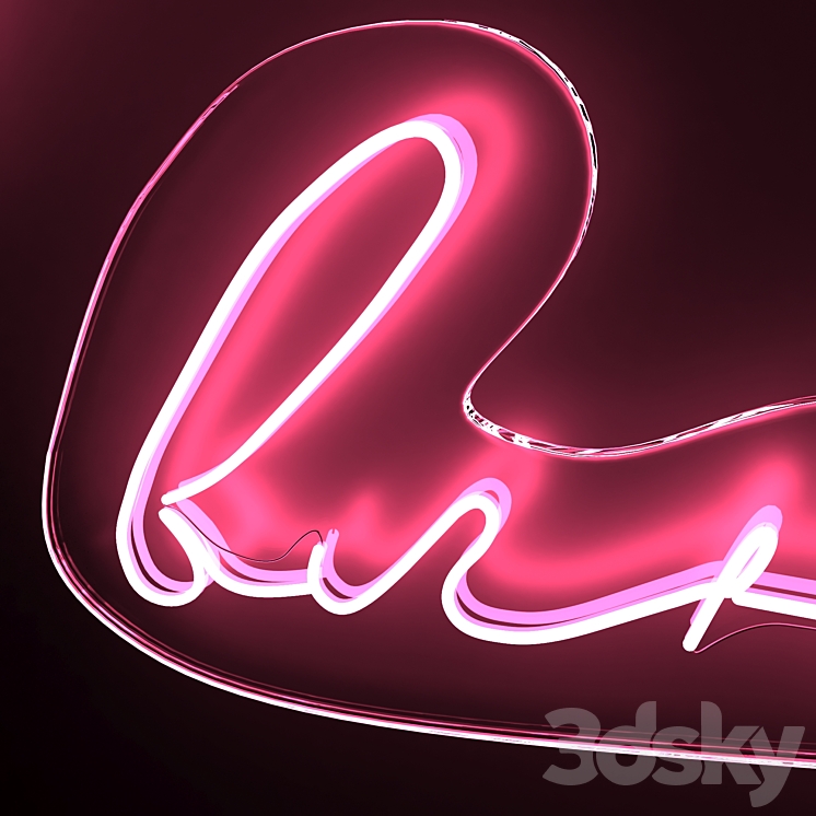 Neon text 07 love 3DS Max Model - thumbnail 2