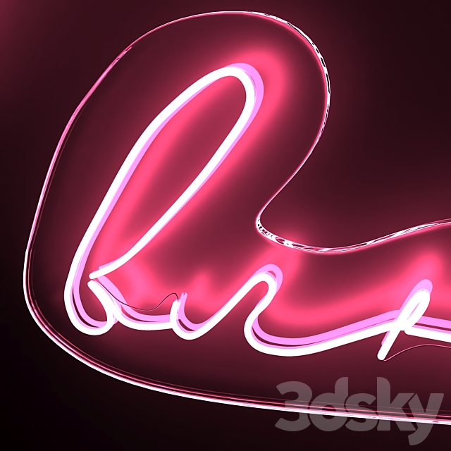 Neon text 07 love 3DS Max Model - thumbnail 2