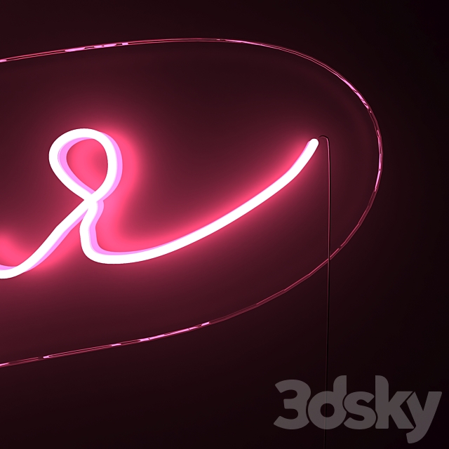 Neon text 07 love 3DS Max Model - thumbnail 3