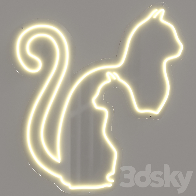 Set of neon lights Cats 01 3DS Max Model - thumbnail 2