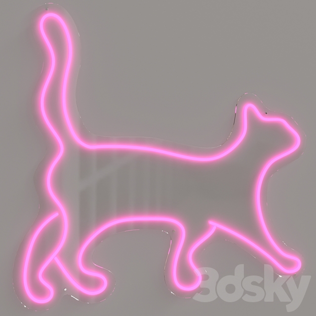 Set of neon lights Cats 02 3DS Max Model - thumbnail 2