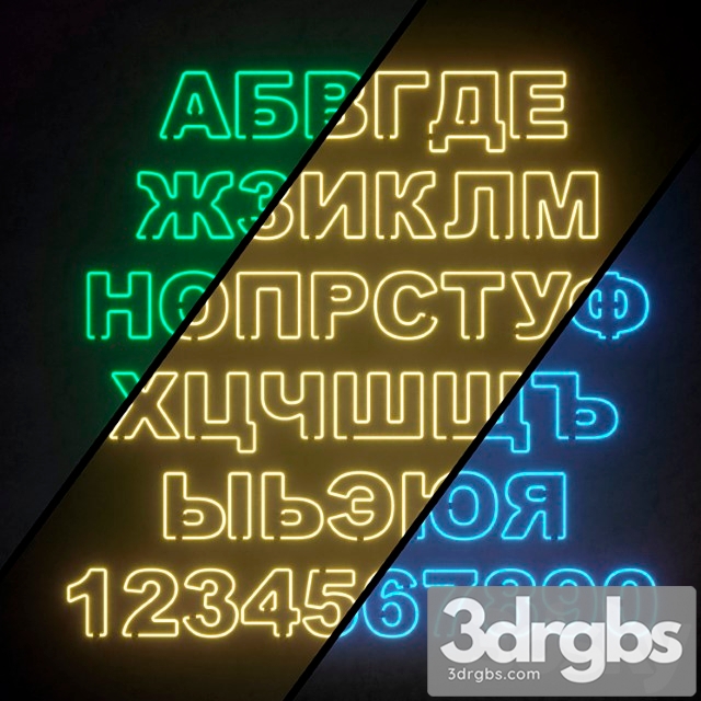 Light Modules Set 81 Neon Alphabet 3dsmax Download - thumbnail 1