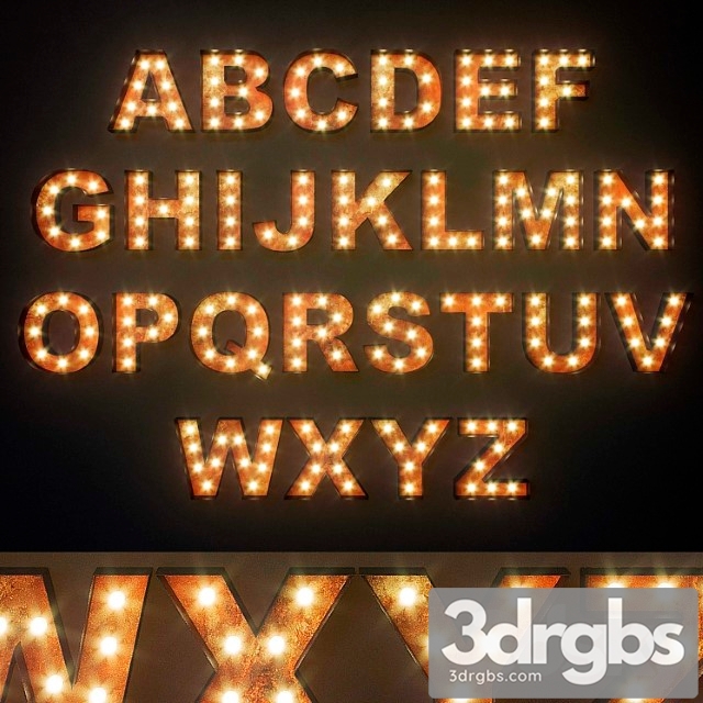 Lighted Metal Sign Set 12 Alphabet 3dsmax Download - thumbnail 1