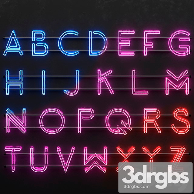 Neon Alphabet 3dsmax Download - thumbnail 1