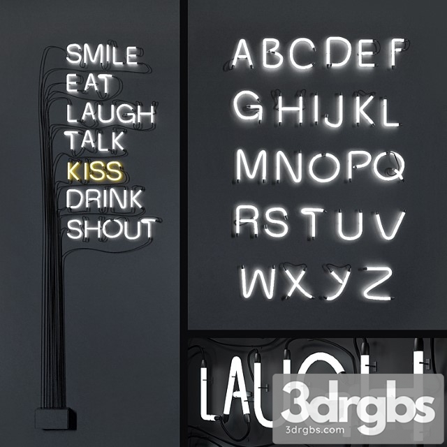 Neon letters (whole alphabet) 3dsmax Download - thumbnail 1