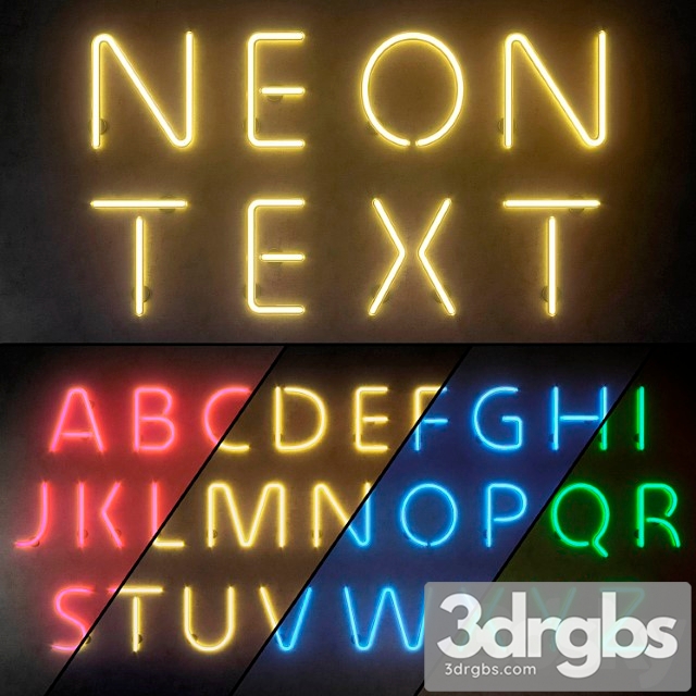 Neon Light modules. set 10. neon alphabet 3dsmax Download - thumbnail 1