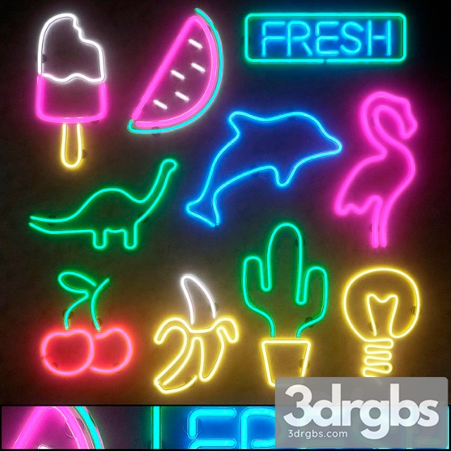 Neon Light modules. set 13. neon 3dsmax Download - thumbnail 1