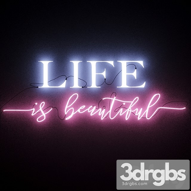 Neon text 01life is beautiful - thumbnail 1