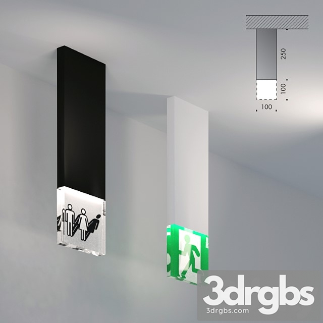 Technical lighting Trasparenze viabizzuno – exit light – wc light 3dsmax Download - thumbnail 1