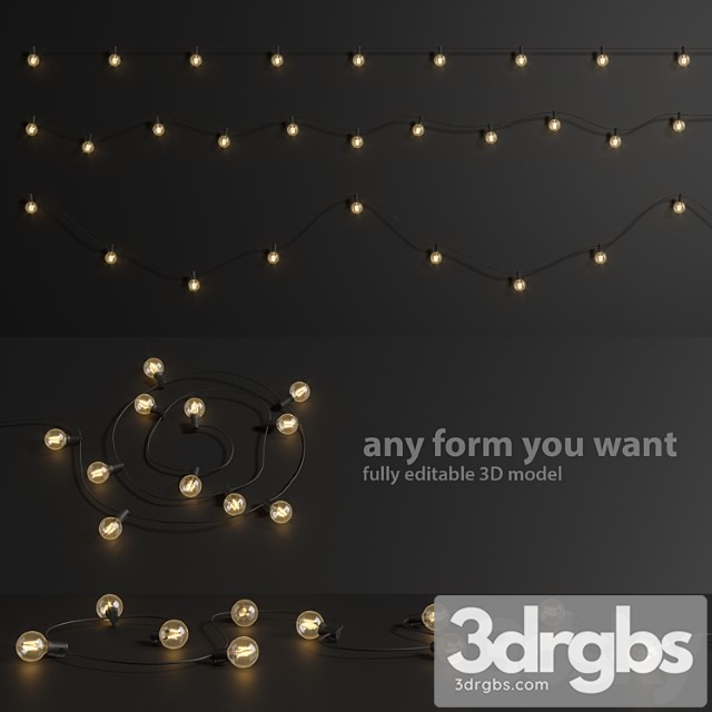 Editable garland lights set 1 3dsmax Download - thumbnail 1