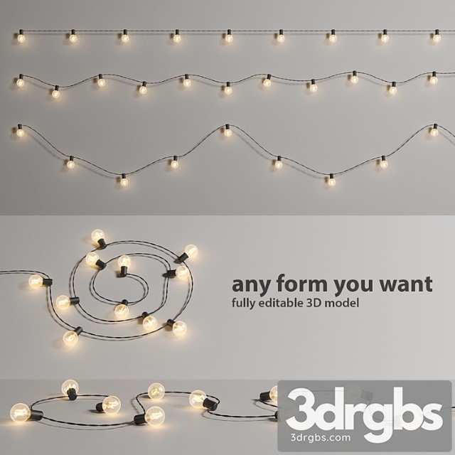 Editable garland lights set 2 3dsmax Download - thumbnail 1