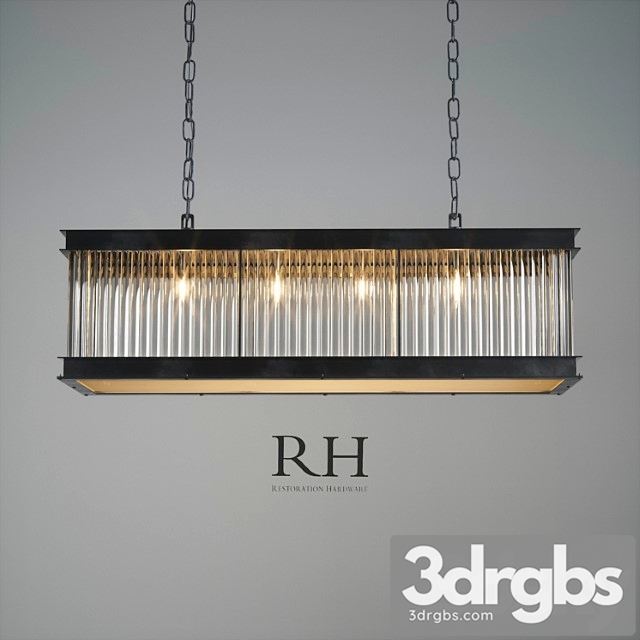 1920s essex crystal rod rectangular chandelier 3dsmax Download - thumbnail 1