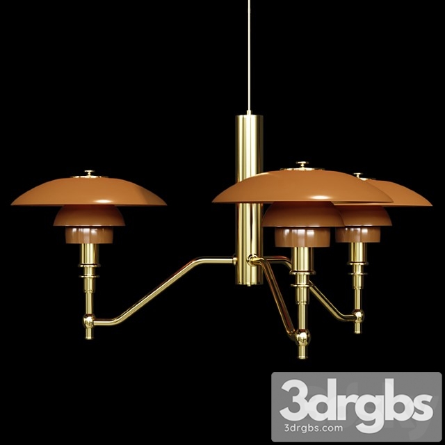 2 academy ceiling lamp gold amber glass 3dsmax Download - thumbnail 1