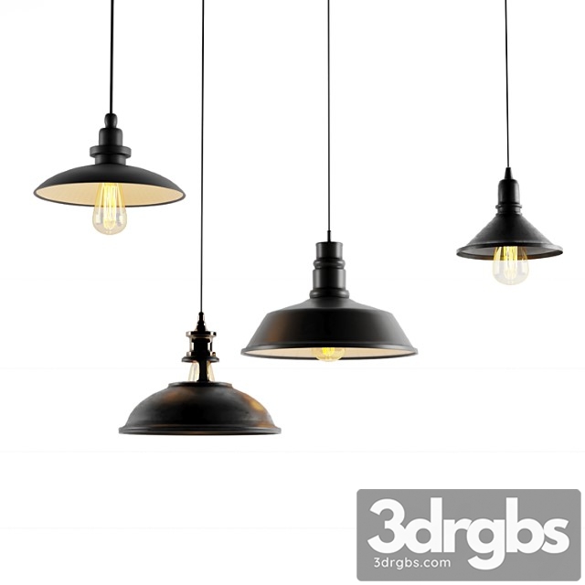 4 black cast industrial chandeliers 3dsmax Download - thumbnail 1