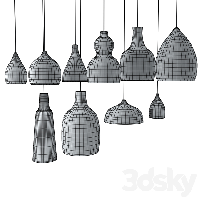 A set of lamps of clay 3DS Max Model - thumbnail 2