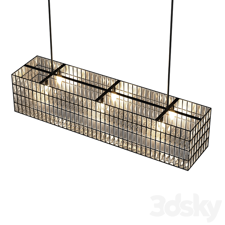 Adeline Crystal Rectangular Chandelier 3DS Max Model - thumbnail 2