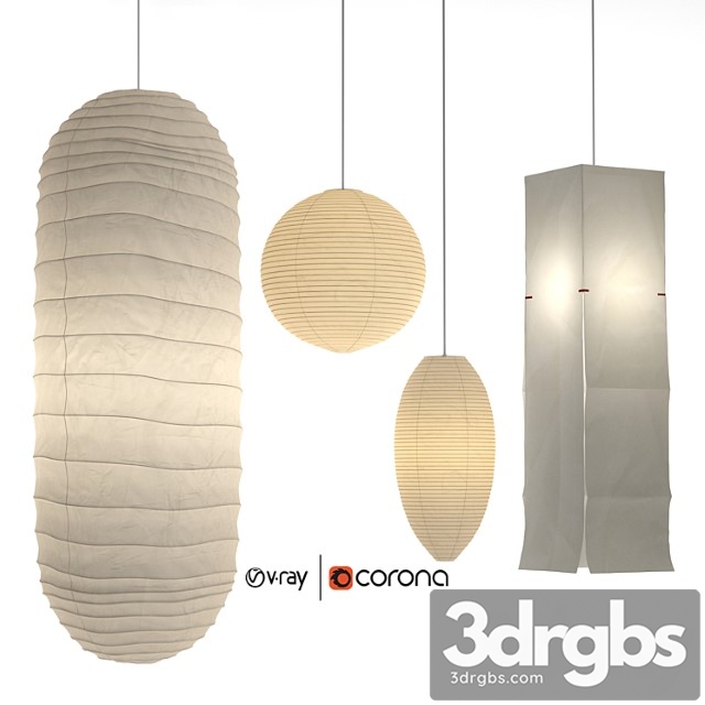 Akari paper japan lantern collection isamu noguchi 3dsmax Download - thumbnail 1