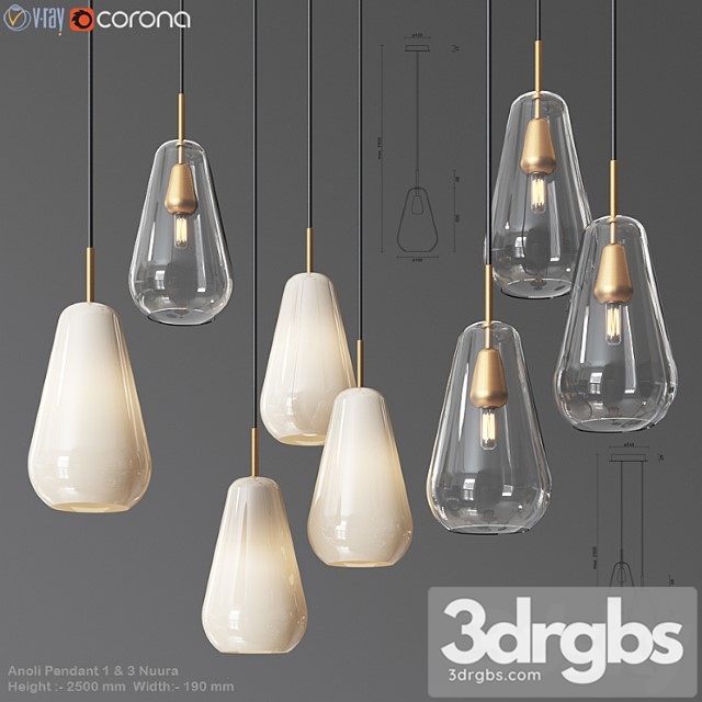 Anoli pendat and chandelier set 3dsmax Download - thumbnail 1