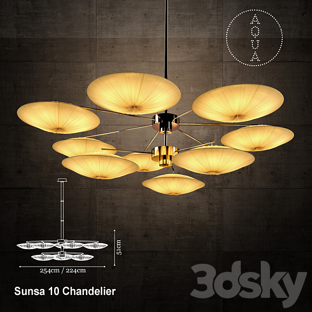 Aqua Creations Sunsa 10 Chandelier 3DS Max Model - thumbnail 1