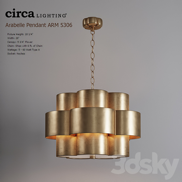 Arabelle Pendant ARN5306 Circa Lighting 3DSMax File - thumbnail 1