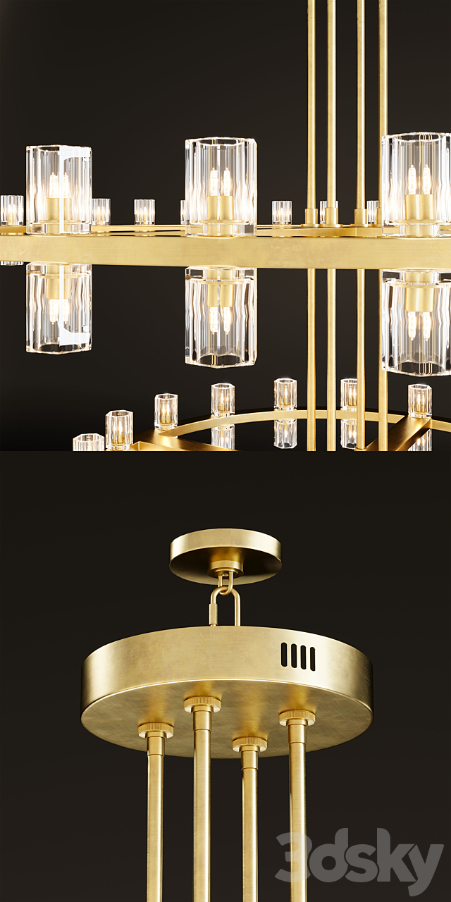 ARCACHON ROUND 2-TIER CHANDELIER 3DS Max Model - thumbnail 2