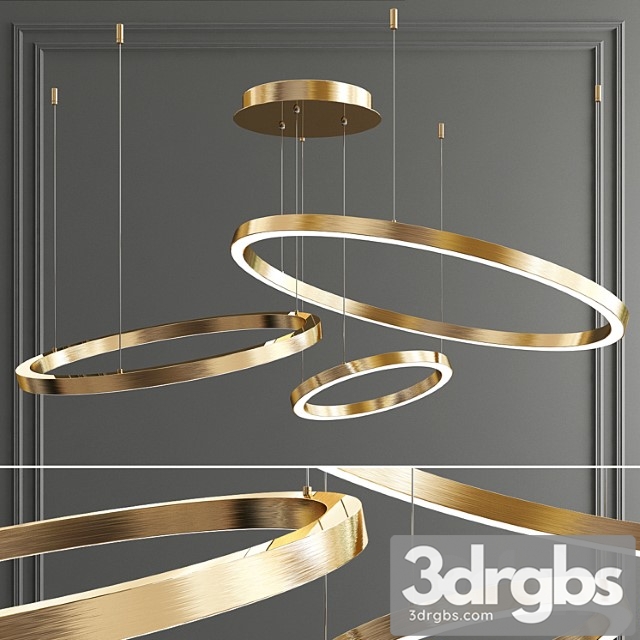 Art deco ring hoops led chandelier 3dsmax Download - thumbnail 1