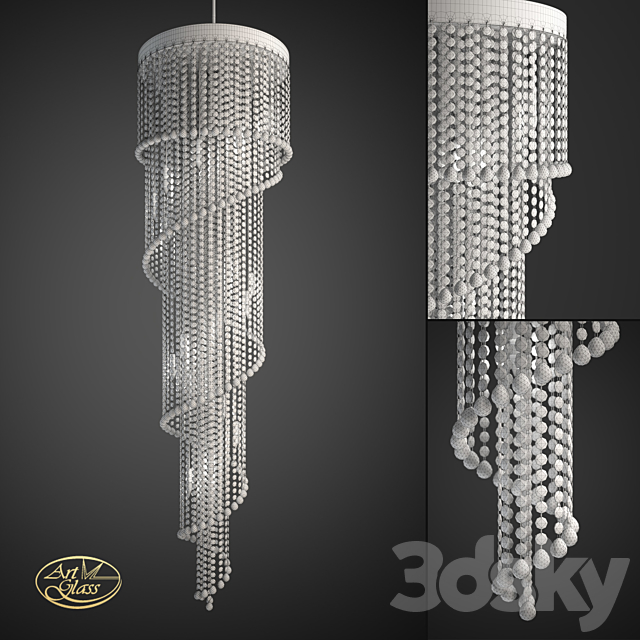 Art Glass _ Spiral 500 x 1800 Balls 3DSMax File - thumbnail 2