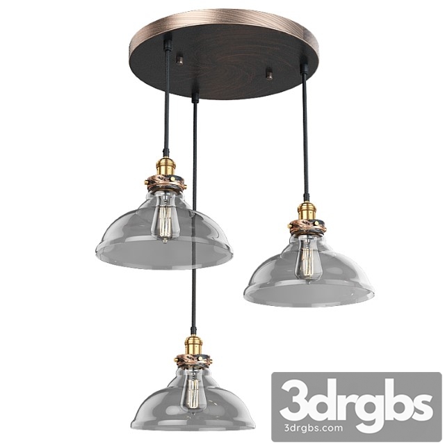 Artcraft 3-light bronze and copper pendant suspension 3dsmax Download - thumbnail 1