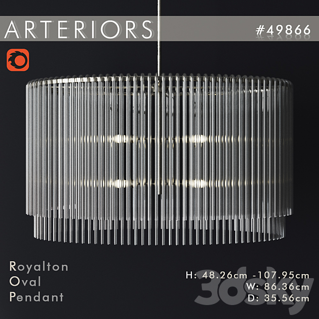 Arteriors Royalton Oval Pendant 3DSMax File - thumbnail 1