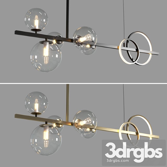 Artpad Modern European Glass Bubble Dining Room Pendant Lights Black Gold 3dsmax Download - thumbnail 1